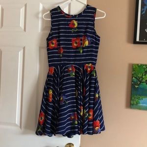 Maison Jules flower and striped pattern dress